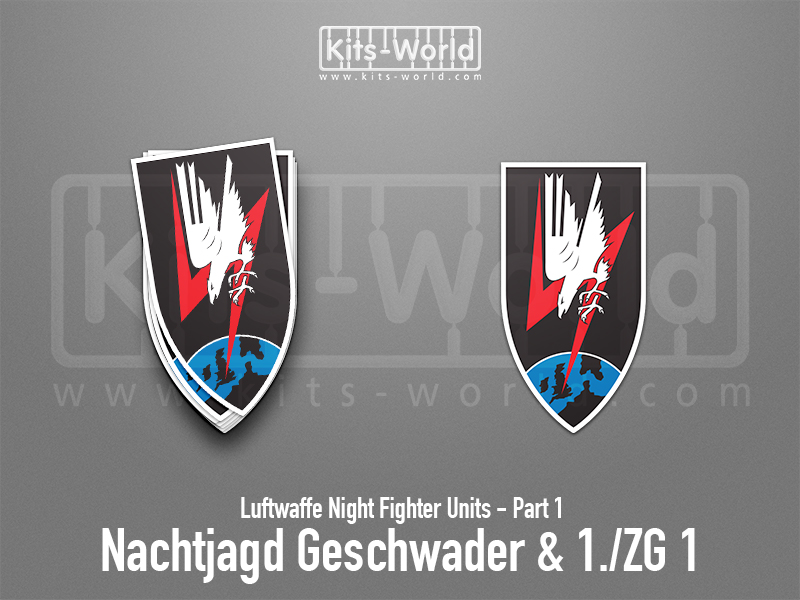 Kitsworld SAV Sticker - Luftwaffe Night Fighters - Nachtjagd Geschwader W:53mm x H:100mm 
